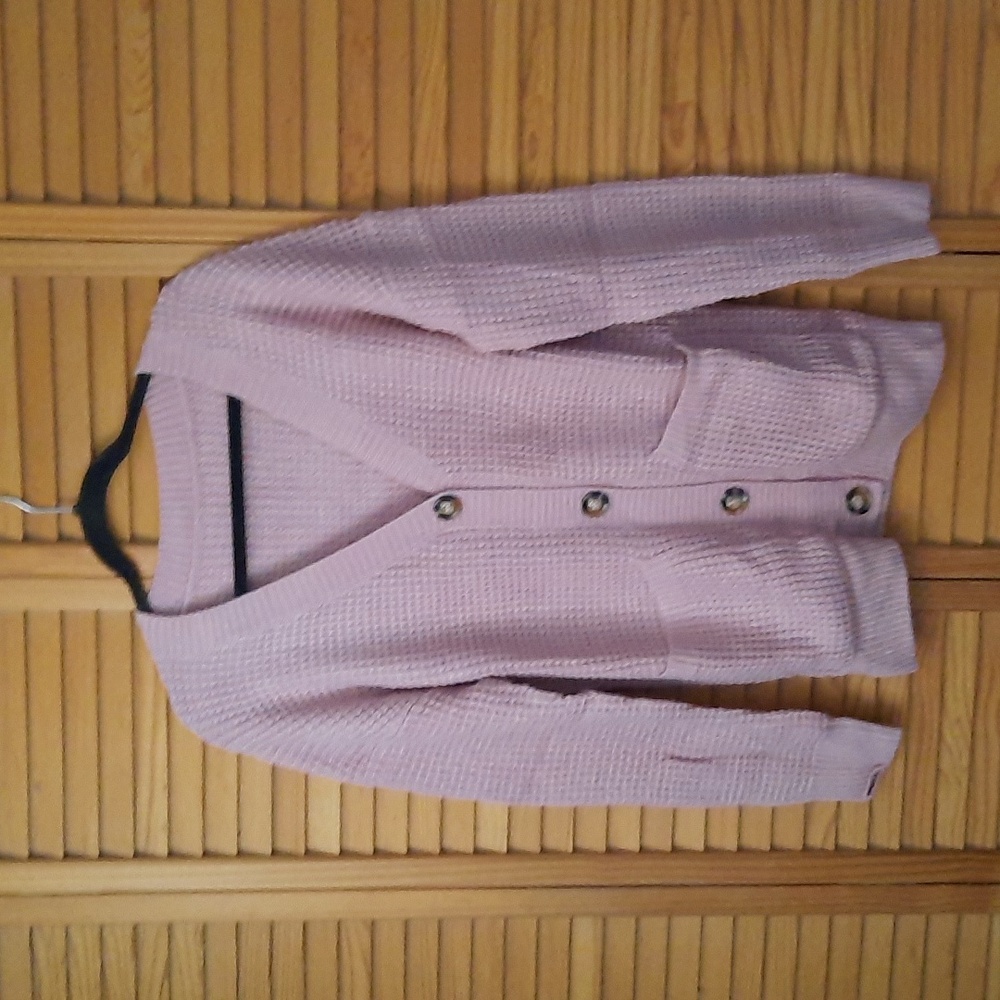 No Name NWT Pink Boyfriend Grandpa Core 2 Pockets Acrylic Cardigan Sweater Small
